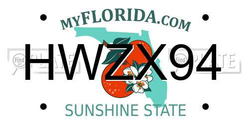 HWZX94 Florida License Plate