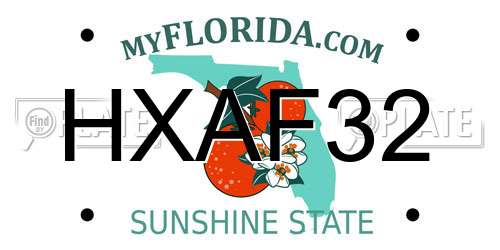 HXAF32 Florida License Plate