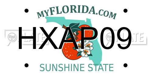 HXAP09 Florida License Plate