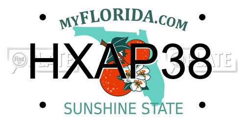 HXAP38 Florida License Plate