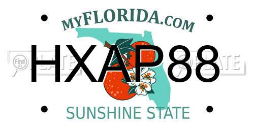 HXAP88 Florida License Plate