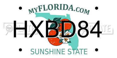 HXBD84 Florida License Plate