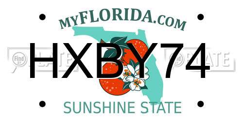 HXBY74 Florida License Plate