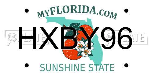 HXBY96 Florida License Plate