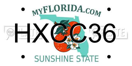 HXCC36 Florida License Plate