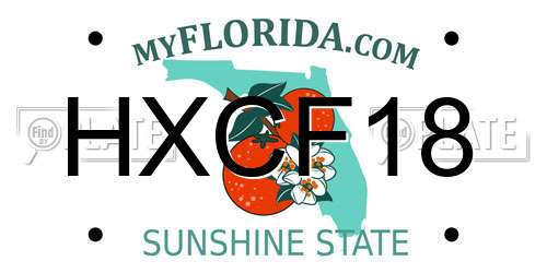 HXCF18 Florida License Plate