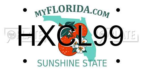 HXCL99 Florida License Plate