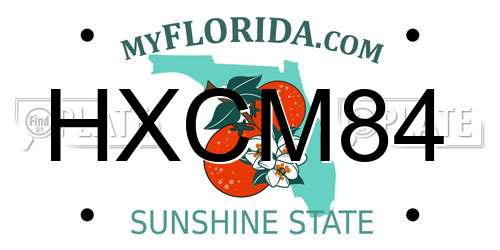 HXCM84 Florida License Plate