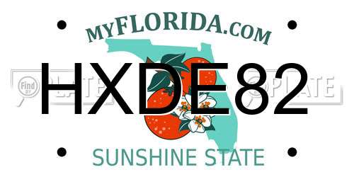 HXDE82 Florida License Plate