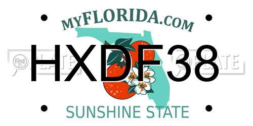 HXDF38 Florida License Plate