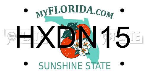 HXDN15 Florida License Plate
