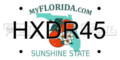 HXDR45 Florida License Plate