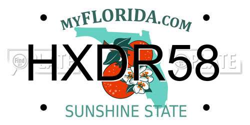 HXDR58 Florida License Plate