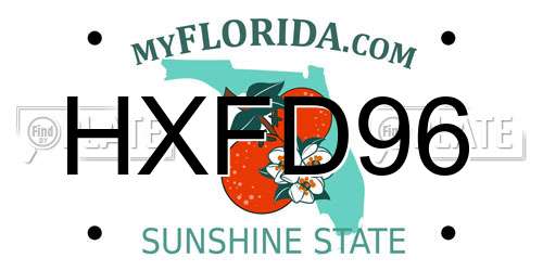 HXFD96 Florida License Plate