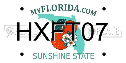 HXFT07 Florida License Plate