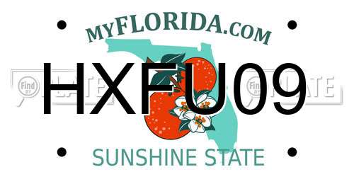HXFU09 Florida License Plate