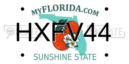 HXFV44 Florida License Plate