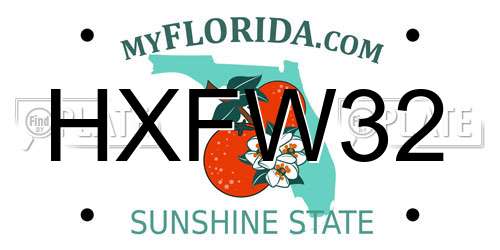 HXFW32 Florida License Plate