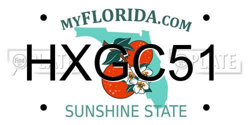 HXGC51 Florida License Plate