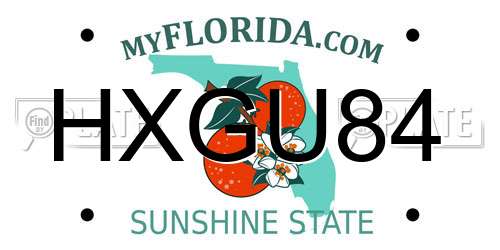 HXGU84 Florida License Plate