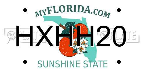 HXHH20 Florida License Plate