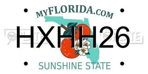 HXHH26 Florida License Plate
