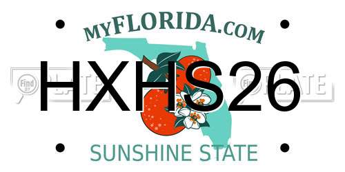 HXHS26 Florida License Plate