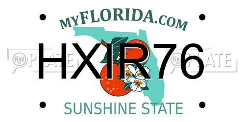 HXIR76 Florida License Plate