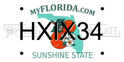 HXIX34 Florida License Plate