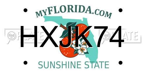 HXJK74 Florida License Plate