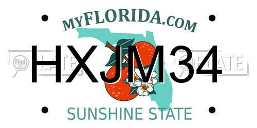 HXJM34 Florida License Plate