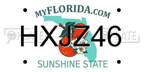 HXJZ46 Florida License Plate
