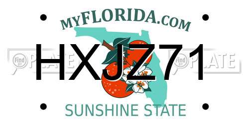 HXJZ71 Florida License Plate