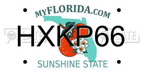 HXKP66 Florida License Plate