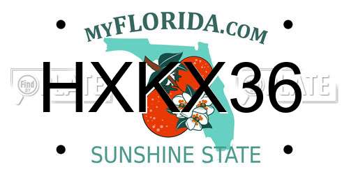 HXKX36 Florida License Plate