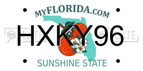HXKY96 Florida License Plate