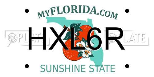 HXL6R Florida License Plate