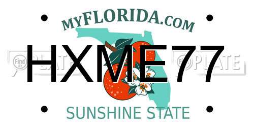 HXME77 Florida License Plate