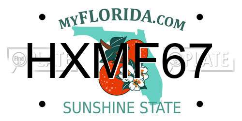 HXMF67 Florida License Plate