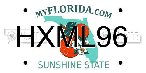 HXML96 Florida License Plate