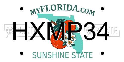 HXMP34 Florida License Plate