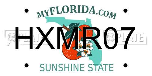 HXMR07 Florida License Plate