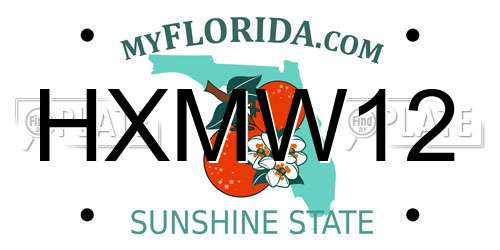 HXMW12 Florida License Plate