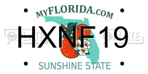 HXNF19 Florida License Plate
