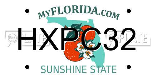 HXPC32 Florida License Plate