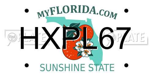 HXPL67 Florida License Plate