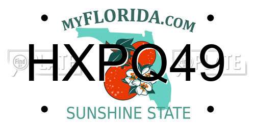 HXPQ49 Florida License Plate