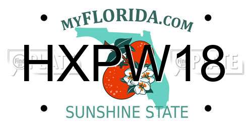 HXPW18 Florida License Plate