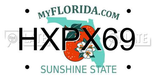 HXPX69 Florida License Plate