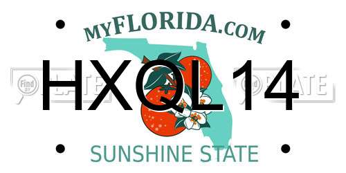 HXQL14 Florida License Plate